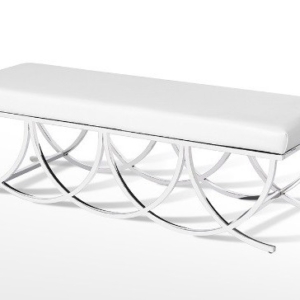 MEDALLION BENCH (white leather)